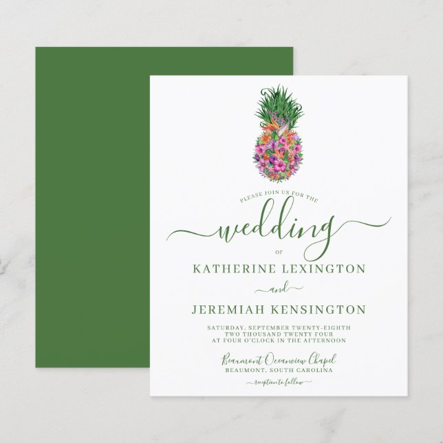 BUDGET Tropical Floral Hibiscus Pineapple Wedding (Front/Back)
