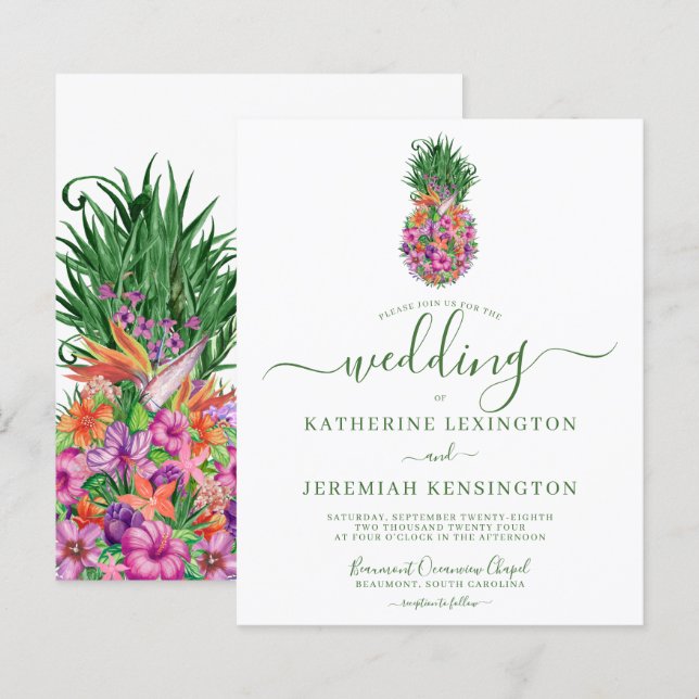 BUDGET Tropical Floral Pineapple Wedding (Front/Back)