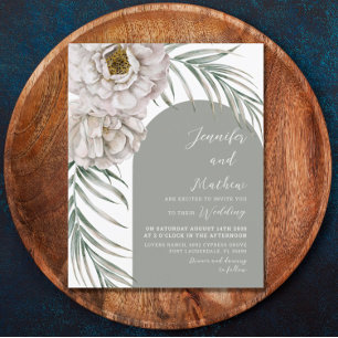 Budget Tropical  Foliage & Arch Wedding Invitation