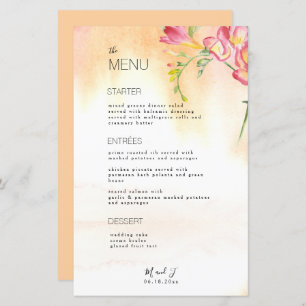 Budget Tropical Freesia Pink Orange Menu