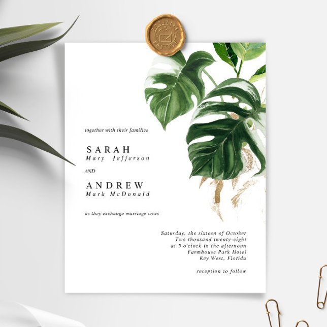 BUDGET Tropical Greenery Modern Wedding Invitatio (Creator Uploaded)