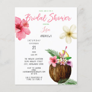 Budget Tropical Hawaiian Bridal Shower Flyer