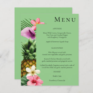 Budget Tropical Hawaiian Floral Menu- Green