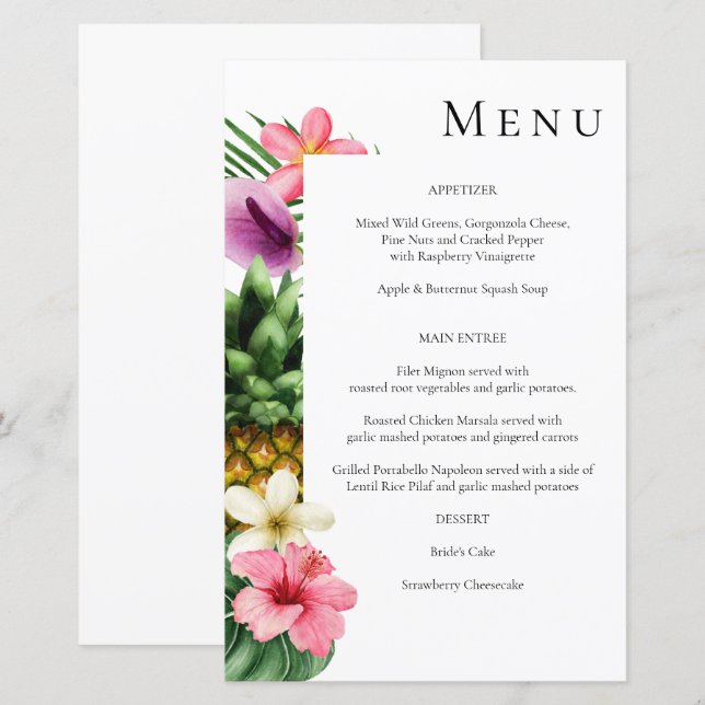 Budget Tropical Hawaiian Floral Menu- White MED (Front/Back)