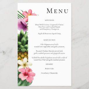 Budget Tropical Hawaiian Floral Menu- White MED Flyer