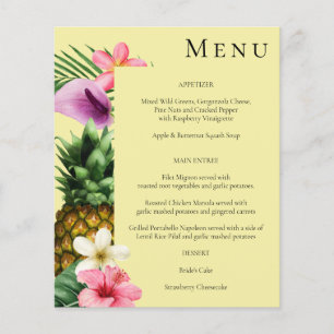 Budget Tropical Hawaiian Floral Menu- Yellow Flyer
