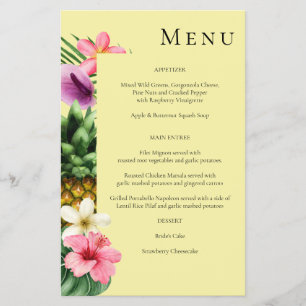 Budget Tropical Hawaiian Floral Menu- Yellow MED F Flyer