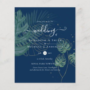 BUDGET Tropical Island Palm Leaves Beach Wedding Flyer