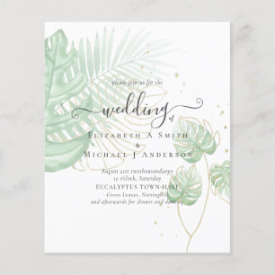 BUDGET  Tropical Island Palm Leaves Beach Wedding Flyer