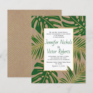 BUDGET Tropical kraft paper wedding invitation