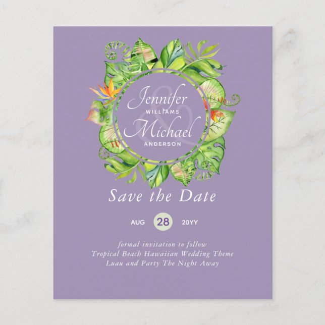 BUDGET Tropical Leaf Hawaiian Luau Wedding (Front)