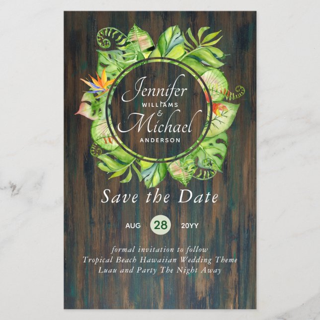 BUDGET Tropical Leaf Hawaiian Luau Wedding (Front)