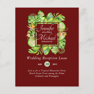Budget Tropical Leaves Luau Wedding Reception Invi