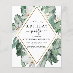 Budget Tropical Magnolia Birthday Invitation