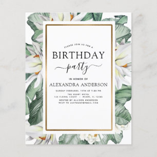 Budget Tropical Magnolia Birthday Invitation