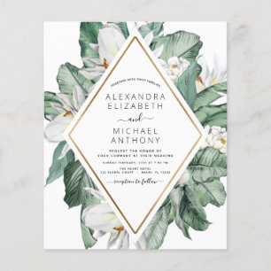 Budget Tropical Magnolia Floral Wedding Invitation