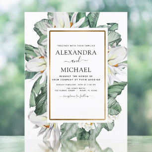Budget Tropical Magnolia Floral Wedding Invitation