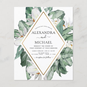 Budget Tropical Magnolia Floral Wedding Invitation