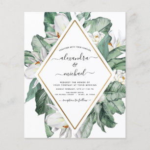 Budget Tropical Magnolia Wedding Invitations