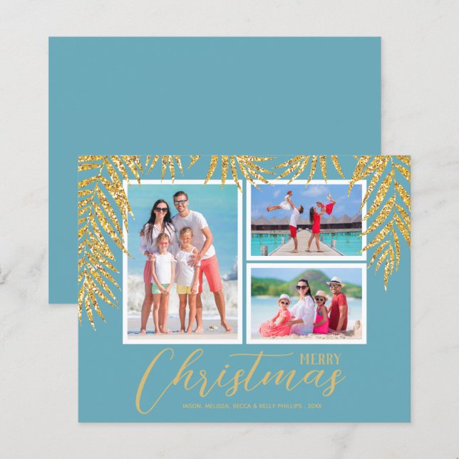 Budget Tropical Merry Christmas Photo Holiday Card (Front/Back)