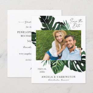 Budget Tropical Palm Leaf Photo Save the Date