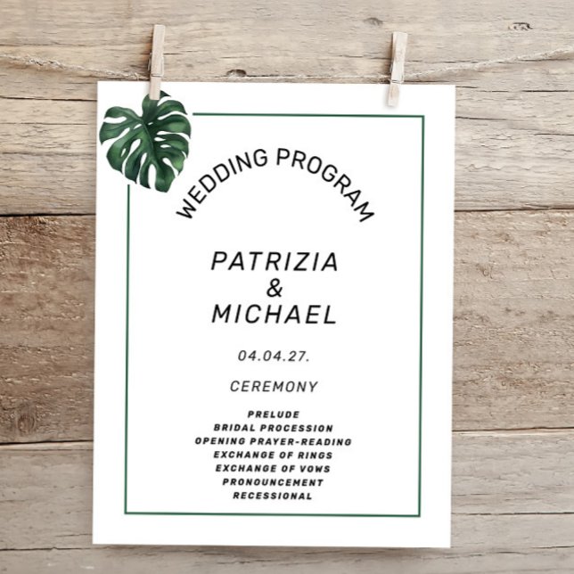 Budget Tropical Palm Leaf Wedding program  (Creator Uploaded)