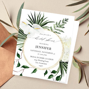 Budget Tropical Palm & White Floral Bridal Shower