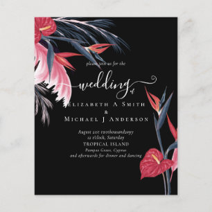 BUDGET Tropical Pampas Grass Navy Berry Wedding Flyer