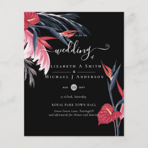 BUDGET Tropical Pampas Grass Navy Berry Wedding Flyer