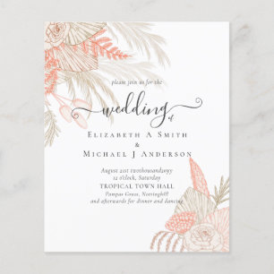 BUDGET Tropical Pampas Grass Terracotta Wedding Flyer