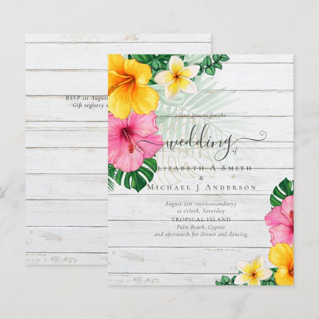 BUDGET Tropical Paradise Beach Wedding Florals (Front/Back)