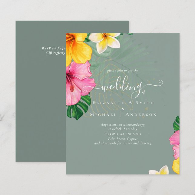 BUDGET Tropical Paradise Beach Wedding Florals (Front/Back)
