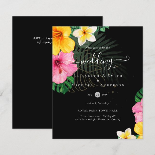 BUDGET Tropical Paradise Beach Wedding Florals (Front/Back)