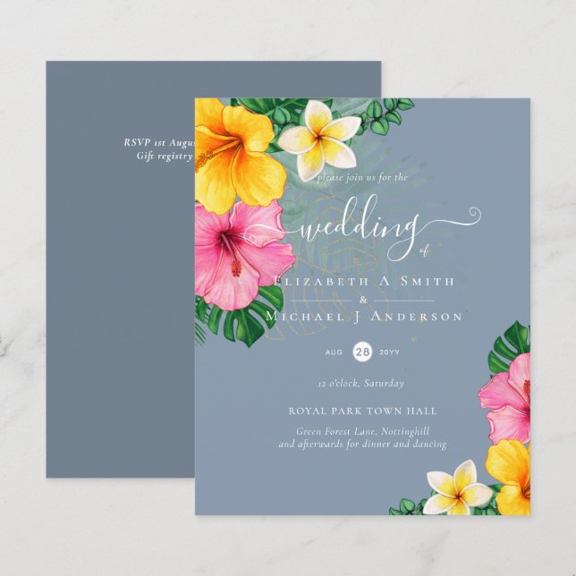BUDGET Tropical Paradise Beach Wedding Florals (Front/Back)