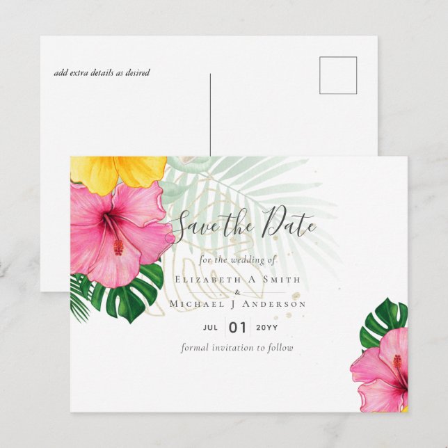 BUDGET Tropical Paradise Beach Wedding  Florals Postcard (Front/Back)