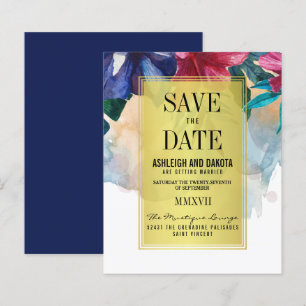 Budget Tropical Watercolor Flowers Save The Date