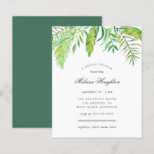Budget Tropical Watercolor Leaves Bridal Shower