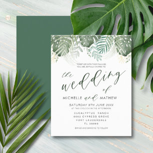 Budget Tropical Watercolor Wedding Invitation