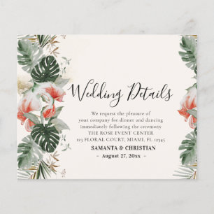 Budget Tropical Wedding Details Enclosure Cards