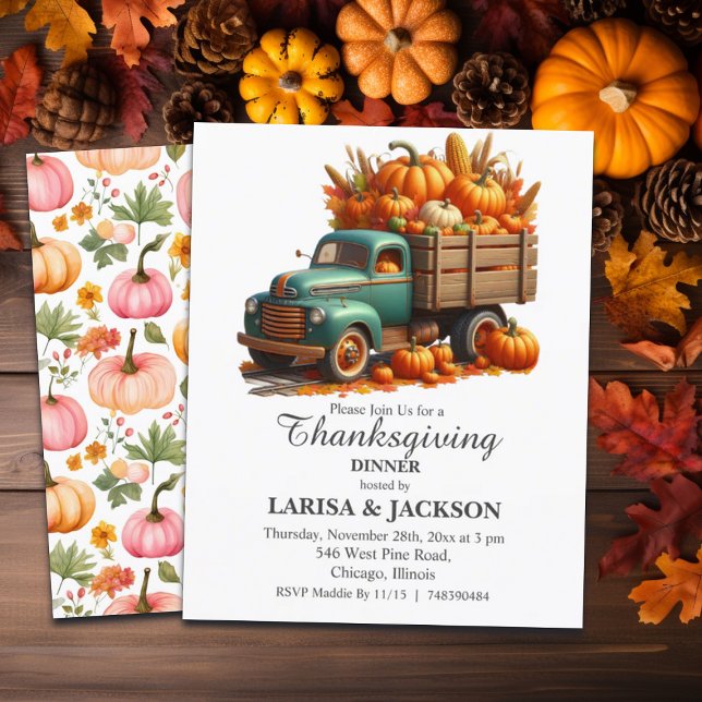 Budget Truck with Pumpkins Thanksgiving Invitation (Creator Uploaded)