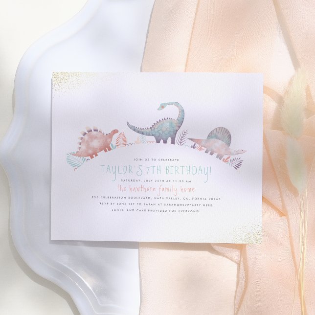 Budget Turquoise & Gold Girl Dinosaur Birthday (Creator Uploaded)