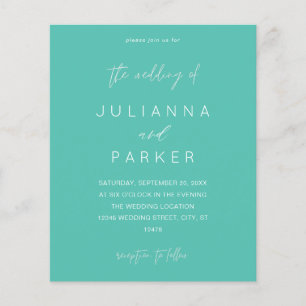 Budget Turquoise Green MOD Calligraphy Wedding Flyer