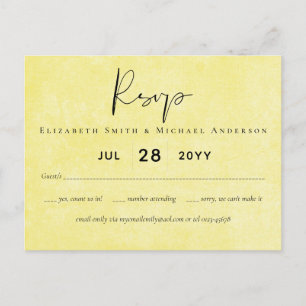 BUDGET Turquoise Yellow Script Wedding Postcard