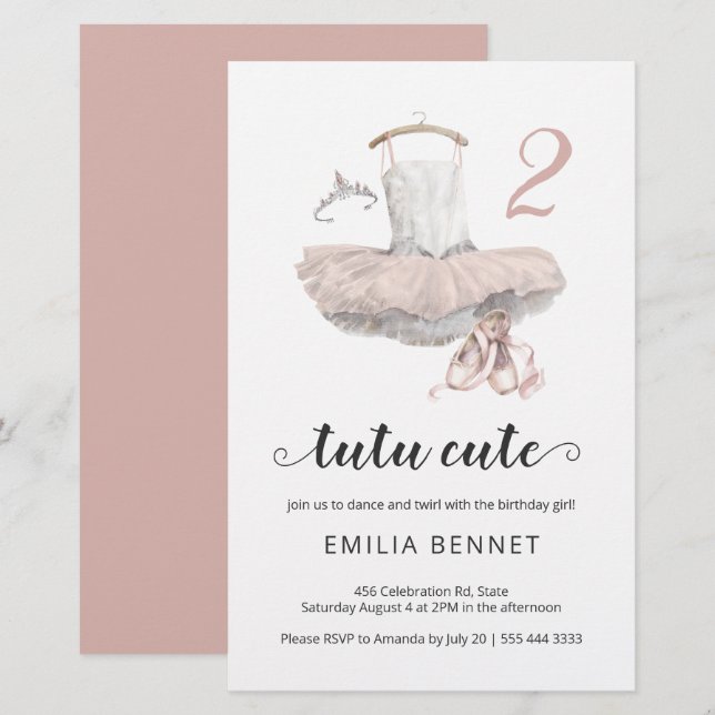 Budget Tutu Minimalist Ballerina 2nd Birthday  (Front/Back)