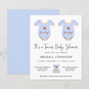 Budget Twin Boys Baby Shower Invitation
