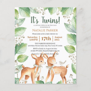 Budget Twins Forest Woodland Floral Baby Shower Flyer