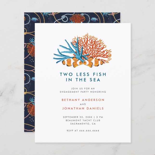 Budget Two Less Fish In The Sea Engagement Party (Front/Back)
