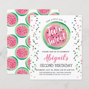 Budget Two Sweet Second Birthday Invitation