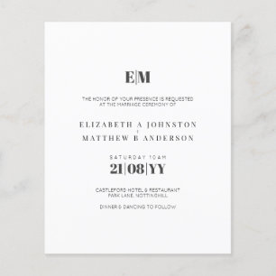 Budget Typography Black White Wedding Invites