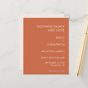 Budget typography Terracotta Wedding Save The Date